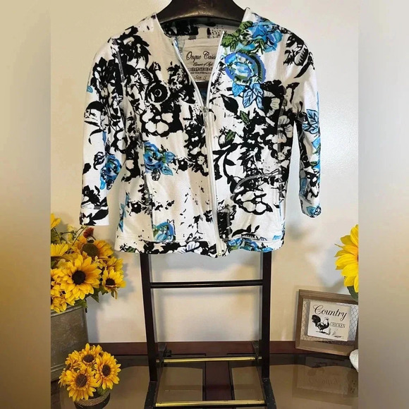 onque casuals Women’s size small zippered Cotton Sweater with pockets - Picture 1 of 5